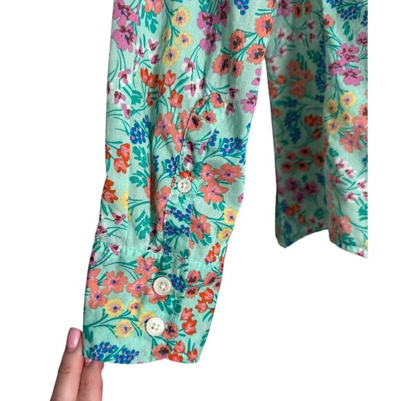 J. Crew Factory Lightweight Cotton Shirt Signature Fit Spearmint Floral Print S - Picture 10 of 11